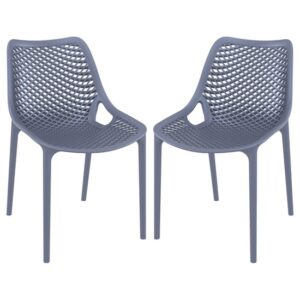 Aultas Outdoor Dark Grey Stacking Dining Chairs In Pair