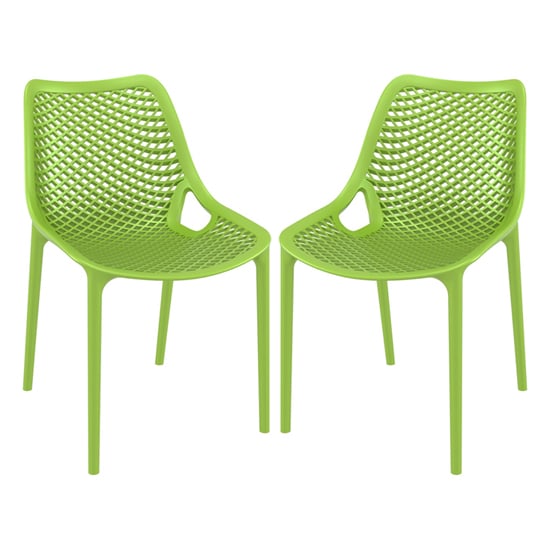 Aultas Outdoor Tropical Green Stacking Dining Chairs In Pair