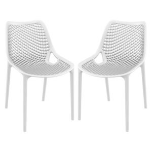 Aultas Outdoor White Stacking Dining Chairs In Pair