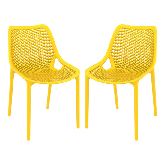 Aultas Outdoor Yellow Stacking Dining Chairs In Pair