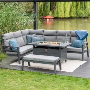 Benoit Aluminium Modular Dining Set With Gas Firepit Table