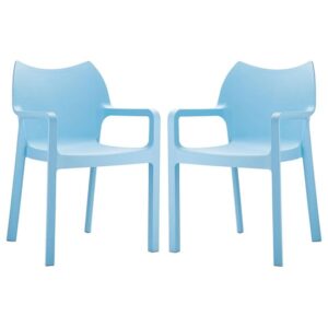 Dublin Light Blue Reinforced Glass Fibre Dining Chairs In Pair