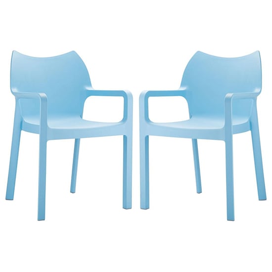 Dublin Light Blue Reinforced Glass Fibre Dining Chairs In Pair