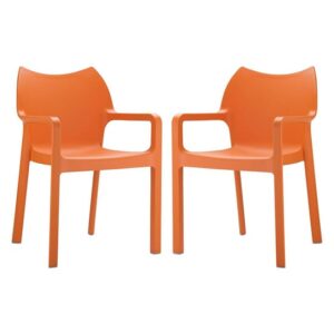 Dublin Orange Reinforced Glass Fibre Dining Chairs In Pair