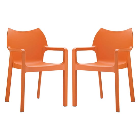 Dublin Orange Reinforced Glass Fibre Dining Chairs In Pair