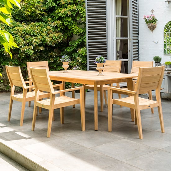 Robalt Extending Dining Table With 6 Stacking Chair In Natural