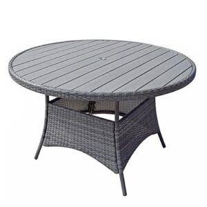 Elysia Round Wooden Top 135cm Dining Table In Mixed Grey