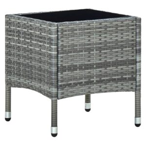 Ijaya Square Glass Top Rattan Garden Dining Table In Grey