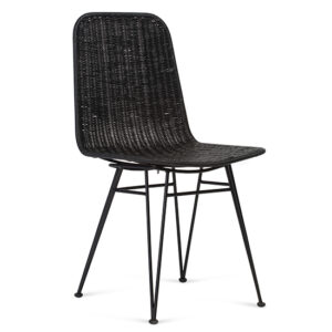 Puqi Rattan Dining Chair In Black