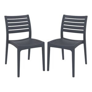 Albany Dark Grey Polypropylene Dining Chairs In Pair