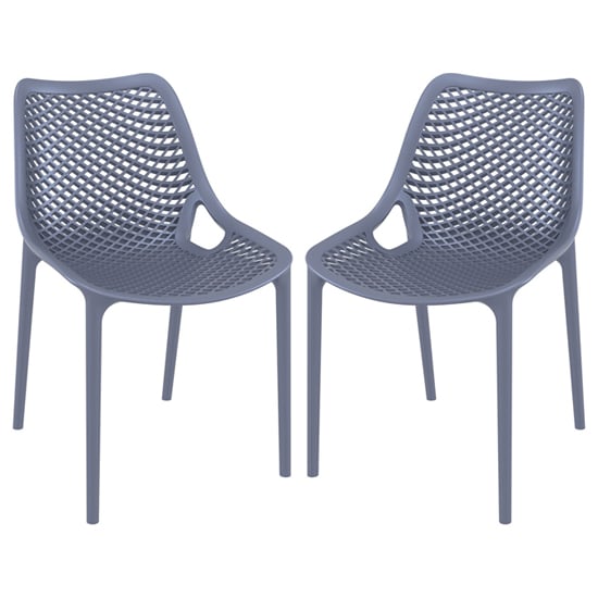 Aultas Outdoor Dark Grey Stacking Dining Chairs In Pair