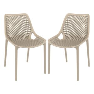 Aultas Outdoor Taupe Stacking Dining Chairs In Pair