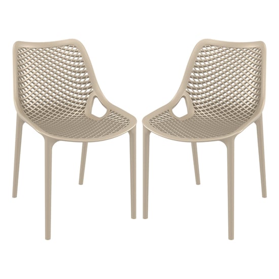 Aultas Outdoor Taupe Stacking Dining Chairs In Pair