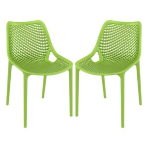 Aultas Outdoor Tropical Green Stacking Dining Chairs In Pair