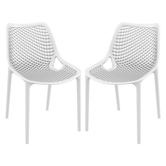 Aultas Outdoor White Stacking Dining Chairs In Pair