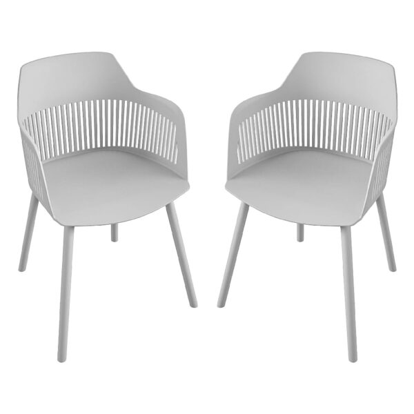 Celina Light Grey Resin Bistro Dining Chairs In Pair