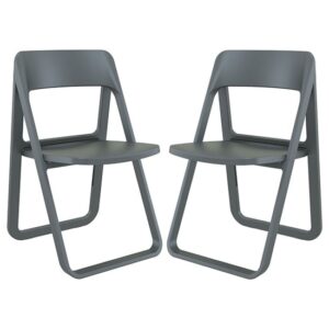 Durham Dark Grey Polypropylene Dining Chairs In Pair