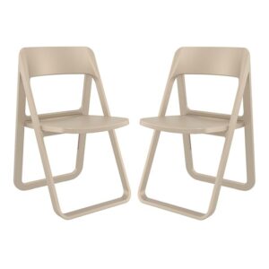 Durham Taupe Polypropylene Dining Chairs In Pair