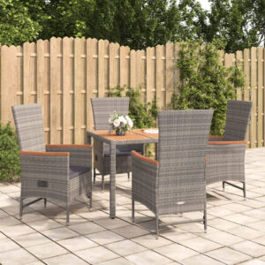 Indio Poly Rattan 5 Piece Garden Dining Set In Grey