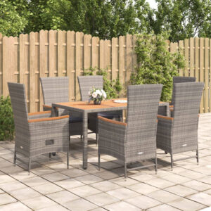 Indio Poly Rattan 7 Piece Garden Dining Set In Grey