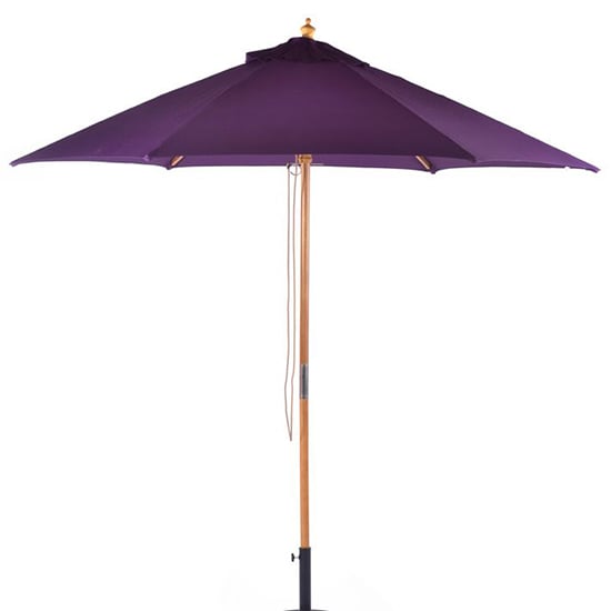 Lavi Round 2.5M Parasol With Wood Pulley In Purple