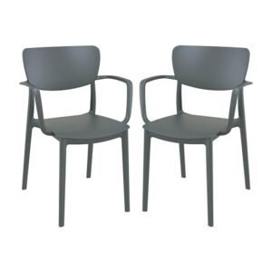 Lisa Dark Grey Polypropylene Dining Chairs In Pair