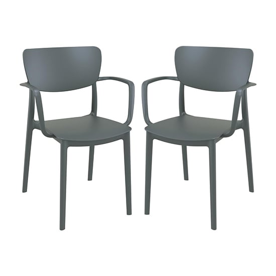 Lisa Dark Grey Polypropylene Dining Chairs In Pair