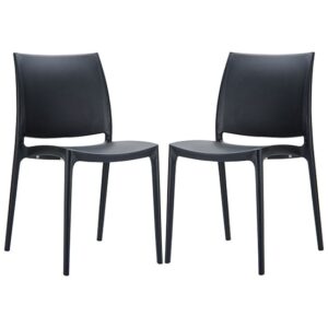 Mesa Black Polypropylene Dining Chairs In Pair