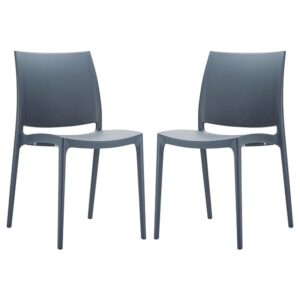 Mesa Dark Grey Polypropylene Dining Chairs In Pair