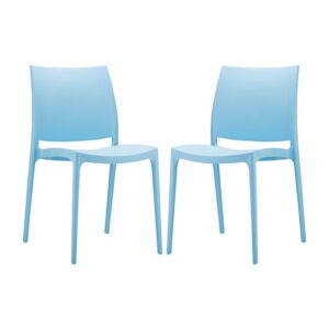 Mesa Light Blue Polypropylene Dining Chairs In Pair