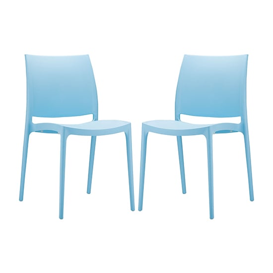 Mesa Light Blue Polypropylene Dining Chairs In Pair