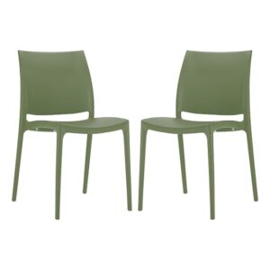 Mesa Olive Green Polypropylene Dining Chairs In Pair