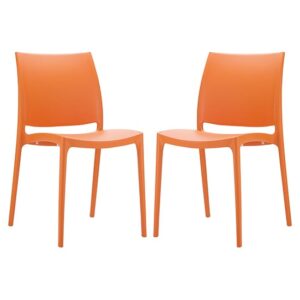 Mesa Orange Polypropylene Dining Chairs In Pair