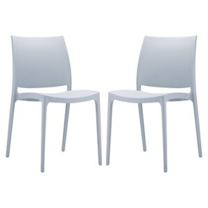 Mesa Silver Grey Polypropylene Dining Chairs In Pair