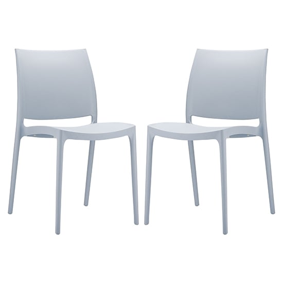 Mesa Silver Grey Polypropylene Dining Chairs In Pair