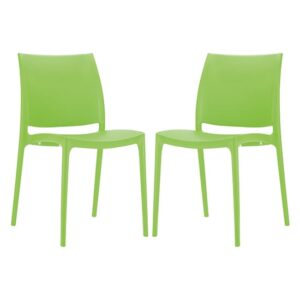 Mesa Tropical Green Polypropylene Dining Chairs In Pair