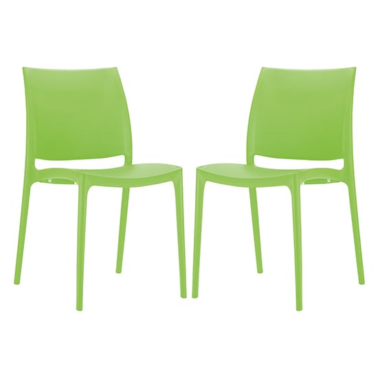 Mesa Tropical Green Polypropylene Dining Chairs In Pair