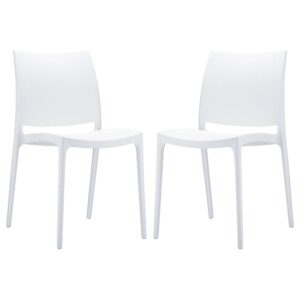 Mesa White Polypropylene Dining Chairs In Pair