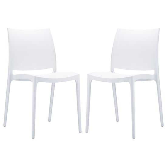 Mesa White Polypropylene Dining Chairs In Pair