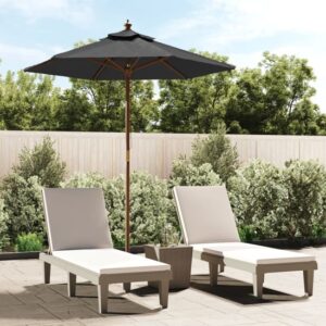 Nella Fabric Garden Parasol In Anthracite With Wooden Pole