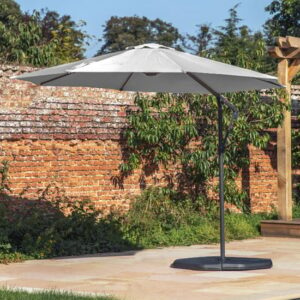 Titusville Cantilever Polyester Fabric Parasol In Grey