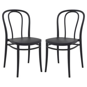 Victor Black Polypropylene Dining Chairs In Pair