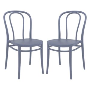 Victor Dark Grey Polypropylene Dining Chairs In Pair