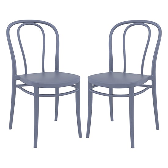 Victor Dark Grey Polypropylene Dining Chairs In Pair