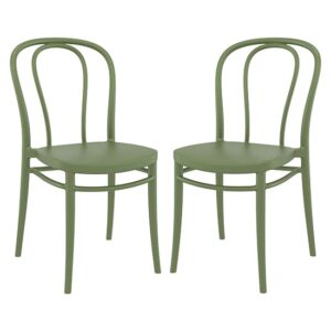 Victor Olive Green Polypropylene Dining Chairs In Pair