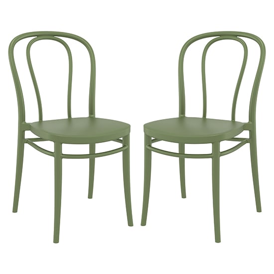 Victor Olive Green Polypropylene Dining Chairs In Pair