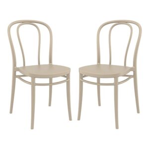 Victor Taupe Polypropylene Dining Chairs In Pair