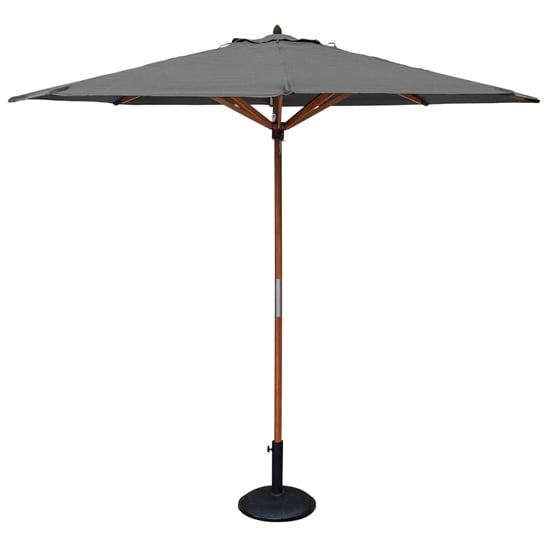 Walsall Grey Polyester Parasol With Wooden Pole And Base