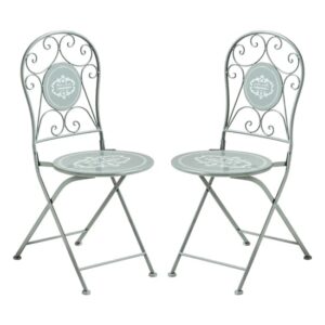 Calderon Outdoor Grey Metal Seating Chairs In Pair