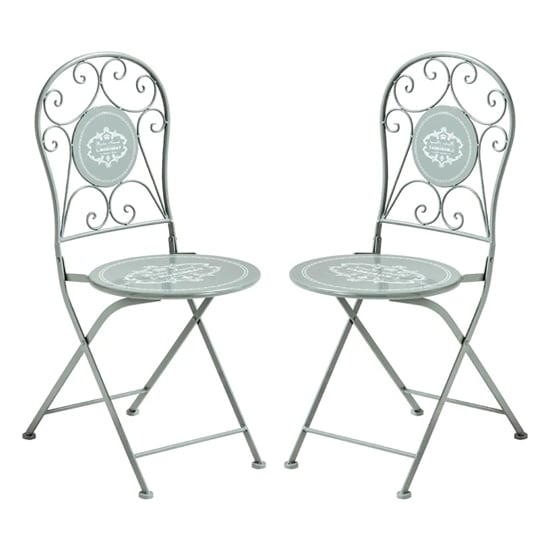 Calderon Outdoor Grey Metal Seating Chairs In Pair